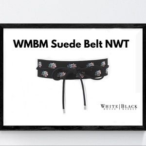 WHBM BLACK SUEDE FLORAL BELT OBI BELT XS/S NWT $79